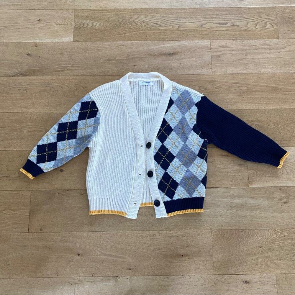 Storets - Poppy Block Cardigan in Black & Ivory